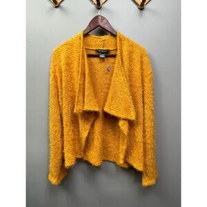 Ashley Stewart open front waterfall cardigan Womens 14/16 Golden‎ fuzzy NEW